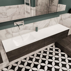 MONDIAZ LUSH 180 badmeubel dark brown 2 lades wastafel links geen kraangat