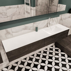 MONDIAZ LUSH 180 badmeubel dark brown 2 lades wastafel CLOUD rechts 1 kraangat