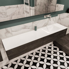 MONDIAZ LUSH 180 badmeubel dark brown 2 lades wastafel rechts geen kraangat