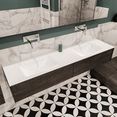 MONDIAZ LUSH 180 badmeubel dark brown 2 lades wastafel dubbel geen kraangat