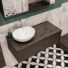 MONDIAZ LUSH 100 badmeubel dark brown 1 lades wastafel BARCO links 1 kraangat