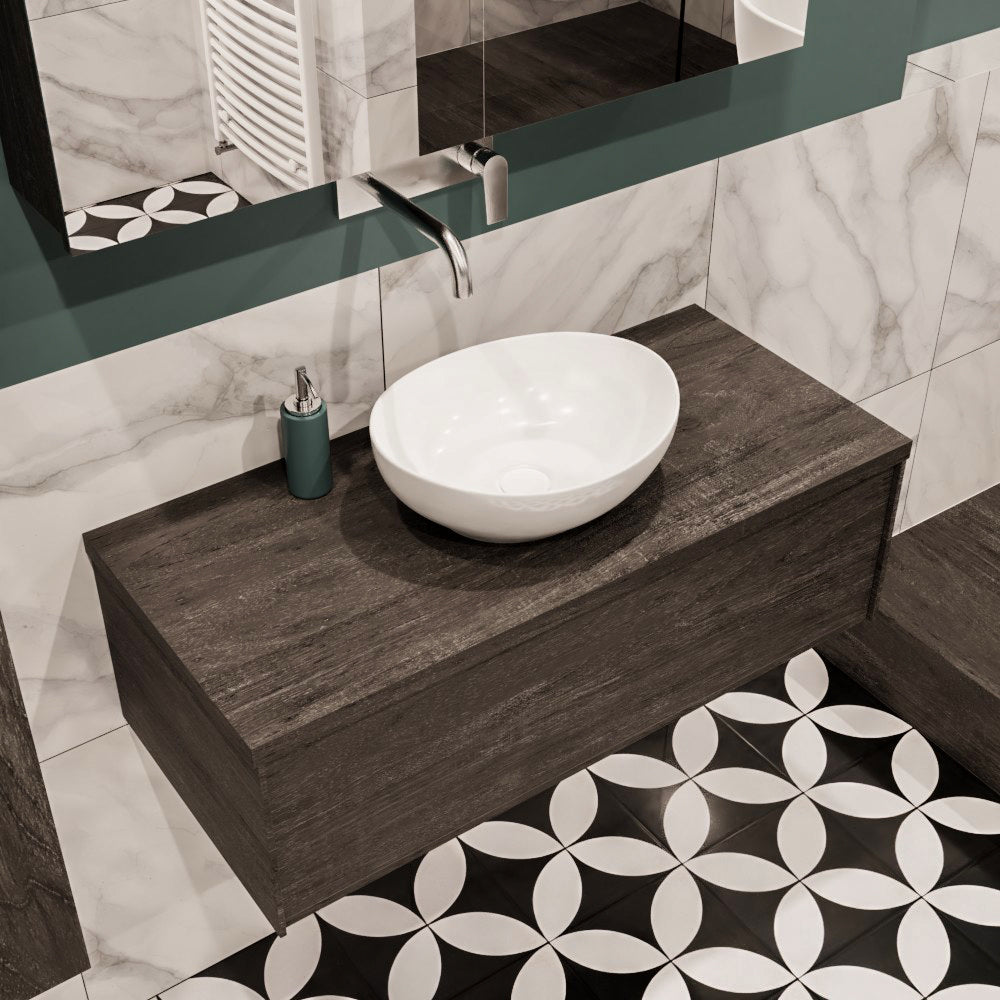 MONDIAZ LUSH 100 badmeubel dark brown 1 lades BARCO midden geen kraangat