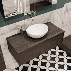 MONDIAZ LUSH 100 badmeubel dark brown 1 lades BARCO midden geen kraangat