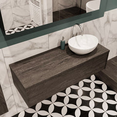 MONDIAZ LUSH 120 badmeubel dark brown 1 lades wastafel BARCO rechts 1 kraangat