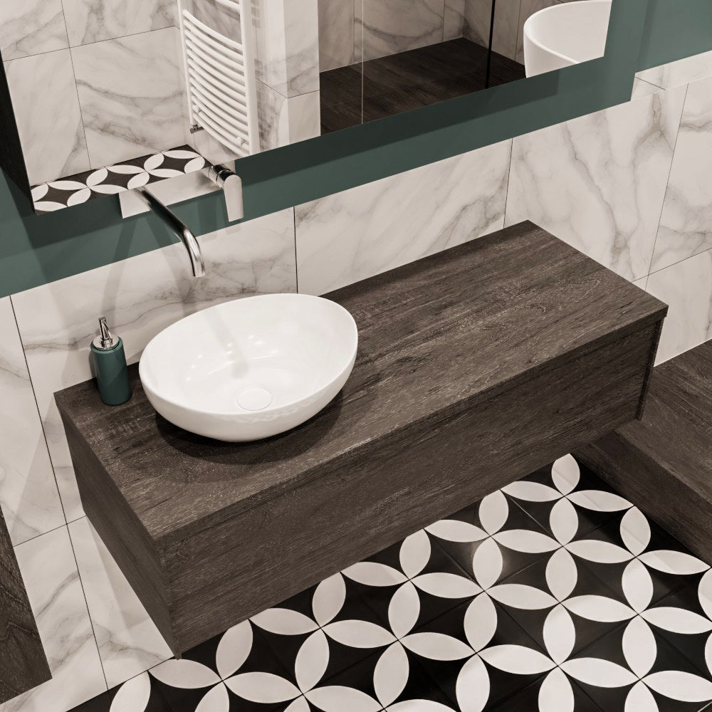 MONDIAZ LUSH 120 badmeubel dark brown 1 lades BARCO links geen kraangat