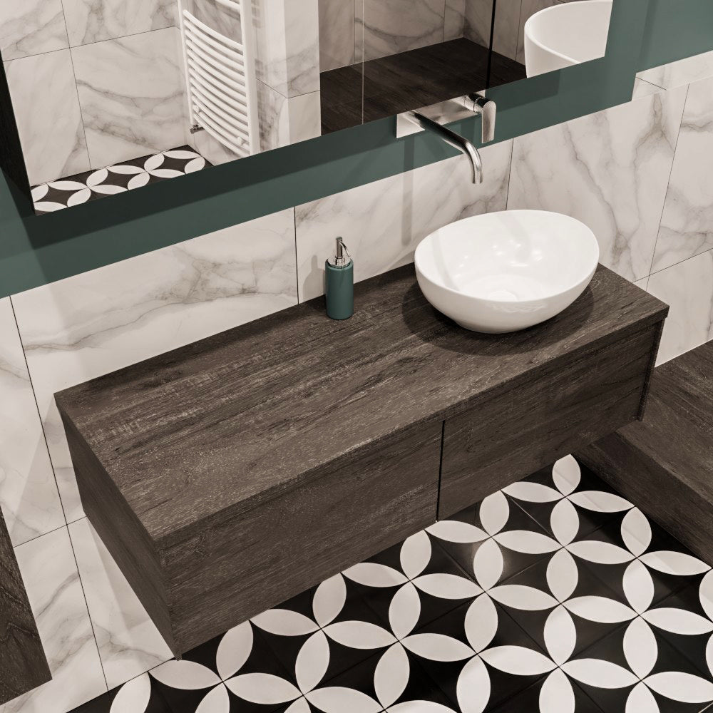 MONDIAZ LUSH 120 badmeubel dark brown 2 lades BARCO rechts geen kraangat