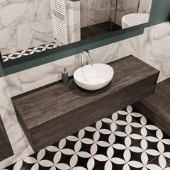 MONDIAZ LUSH 150 badmeubel dark brown 1 lades wastafel BARCO midden 1 kraangat