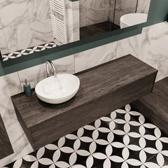 MONDIAZ LUSH 150 badmeubel dark brown 1 lades wastafel BARCO links 1 kraangat