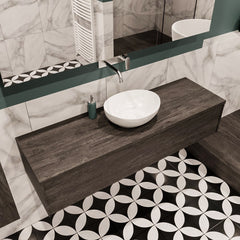 MONDIAZ LUSH 150 badmeubel dark brown 1 lades BARCO midden geen kraangat