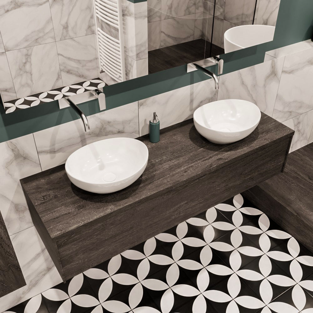 MONDIAZ LUSH 150 badmeubel dark brown 1 lades BARCO dubbel geen kraangat