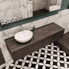 MONDIAZ LUSH 150 badmeubel dark brown 2 lades wastafel BARCO links 1 kraangat