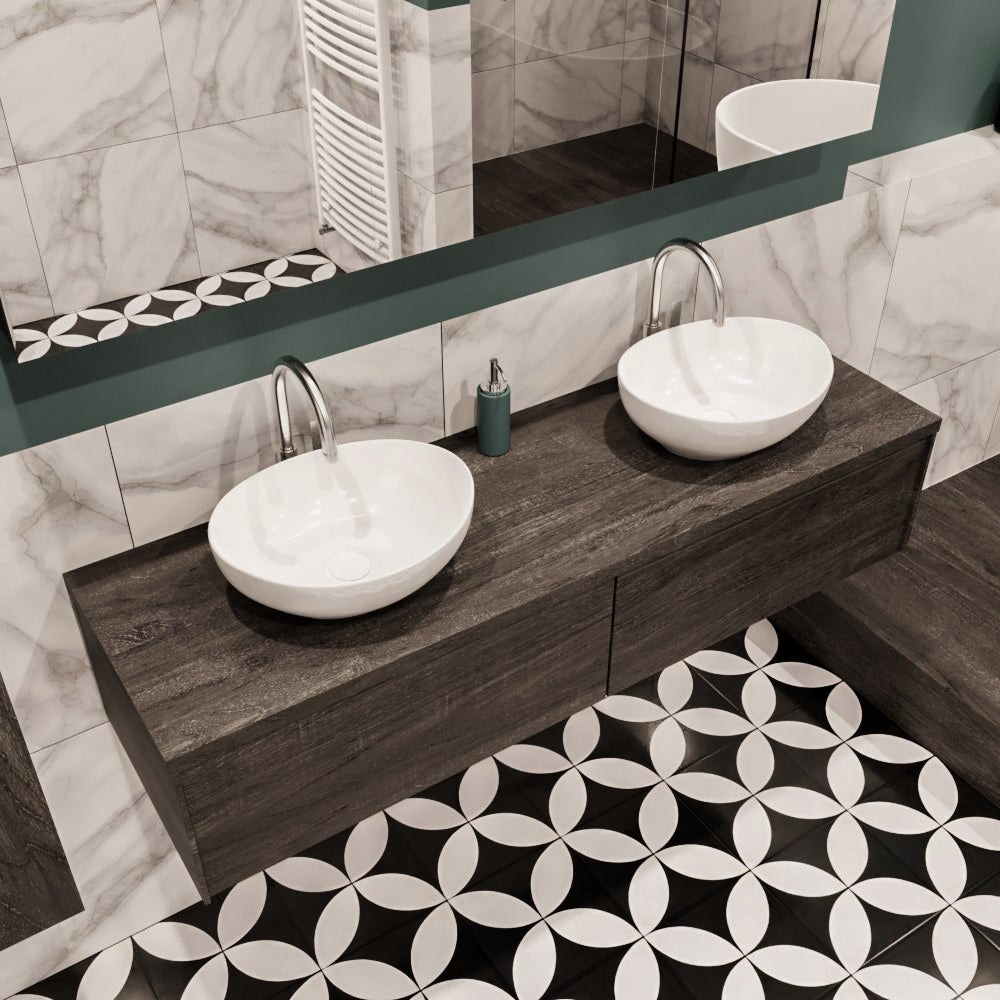 MONDIAZ LUSH 150 badmeubel dark brown 2 lades BARCO dubbel 2 kraangaten