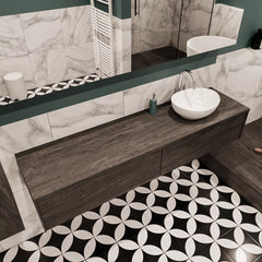 MONDIAZ LUSH 180 badmeubel dark brown 2 lades wastafel BARCO rechts 1 kraangat