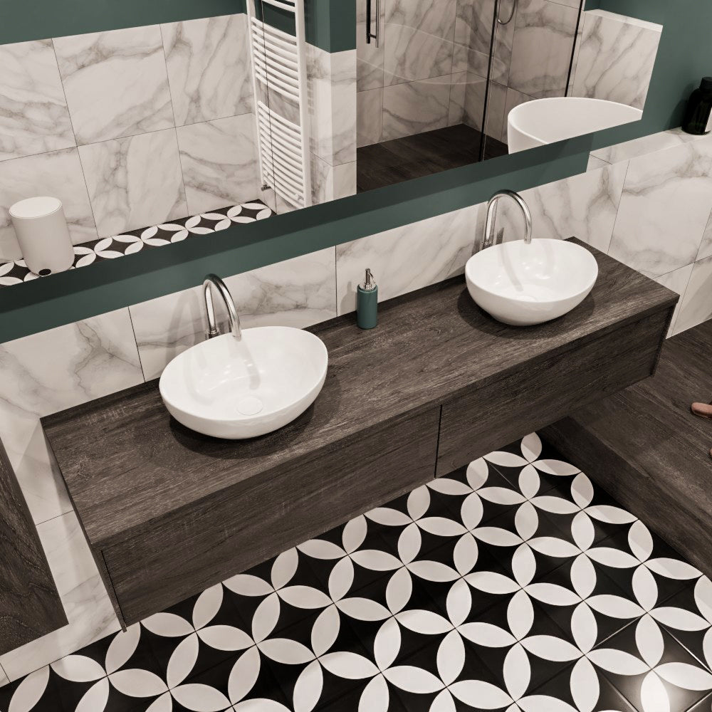 MONDIAZ LUSH 180 badmeubel dark brown 2 lades BARCO dubbel 2 kraangaten