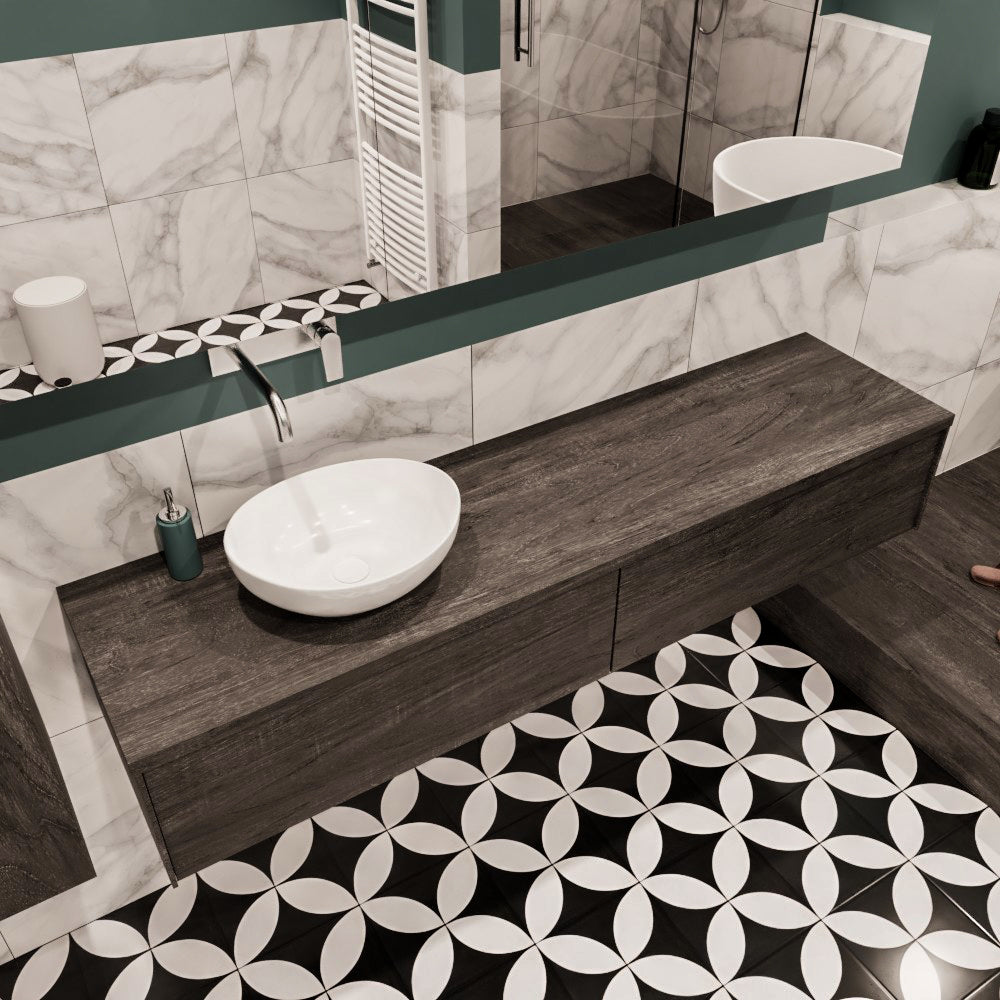 MONDIAZ LUSH 180 badmeubel dark brown 2 lades BARCO links geen kraangat