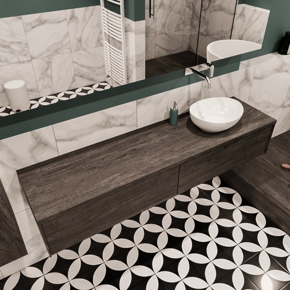 MONDIAZ LUSH 180 badmeubel dark brown 2 lades BARCO rechts geen kraangat