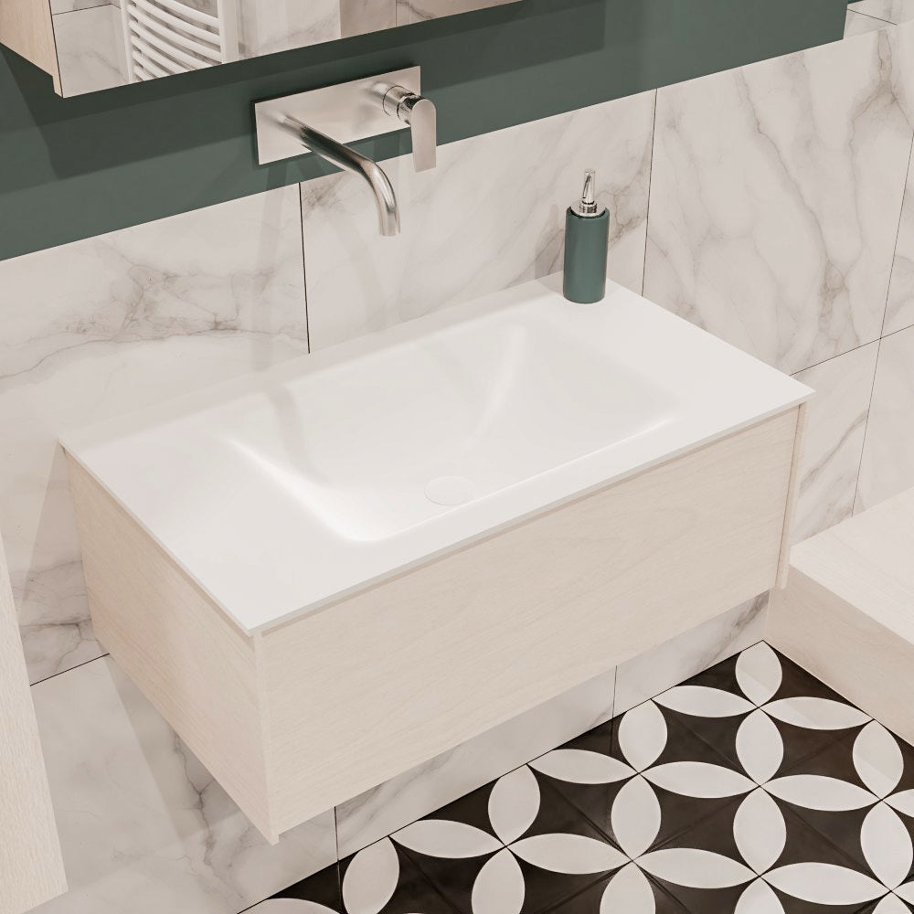 MONDIAZ LUSH 80 badmeubel underlayment 1 lade wastafel midden geen kraangat