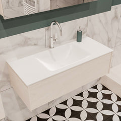 MONDIAZ LUSH 100 badmeubel underlayment 1 lade wastafel midden 1 kraangat