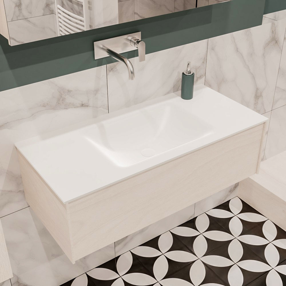 MONDIAZ LUSH 100 badmeubel underlayment 1 lade wastafel midden geen kraangat