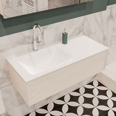 MONDIAZ LUSH 100 badmeubel underlayment 1 lade wastafel CLOUD links 1 kraangat