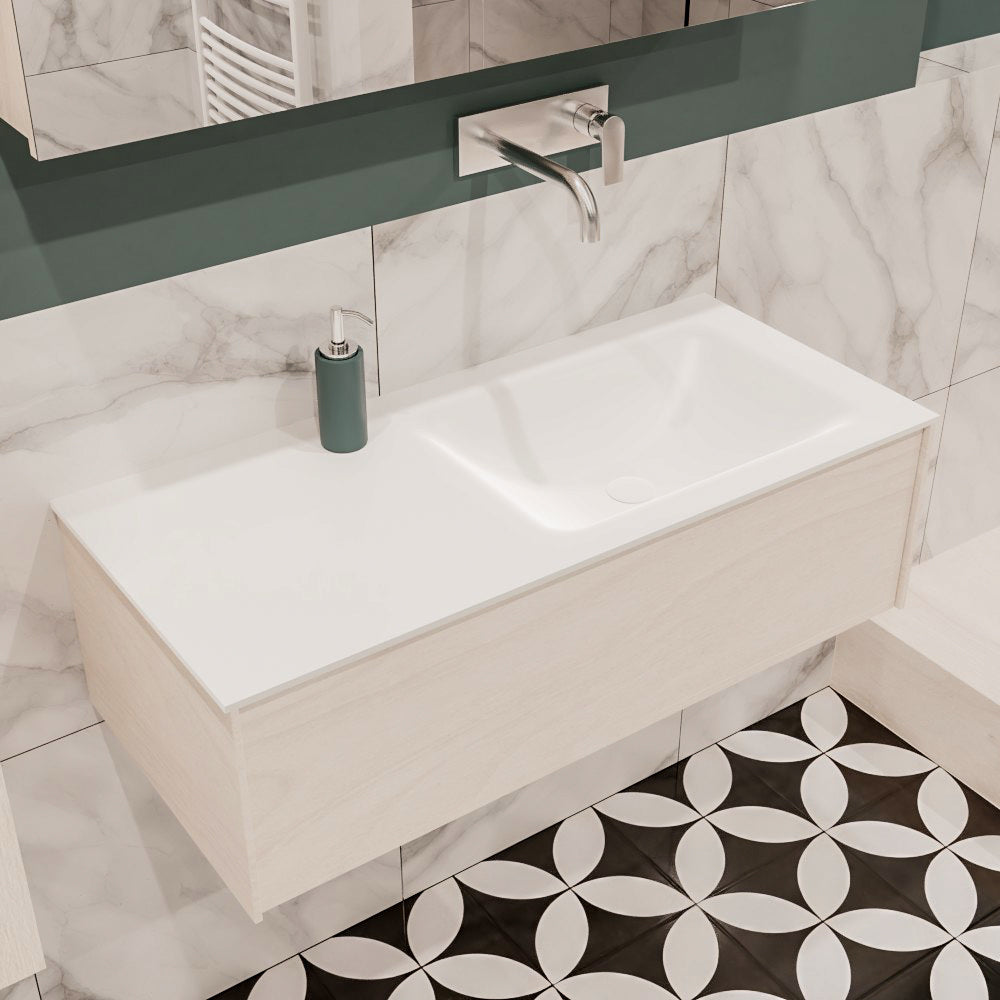 MONDIAZ LUSH 100 badmeubel underlayment 1 lade wastafel rechts geen kraangat