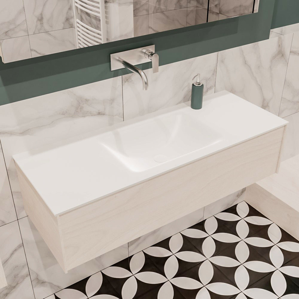 MONDIAZ LUSH 120 badmeubel underlayment 1 lade wastafel midden geen kraangat