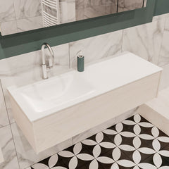 MONDIAZ LUSH 120 badmeubel underlayment 1 lade wastafel CLOUD links 1 kraangat