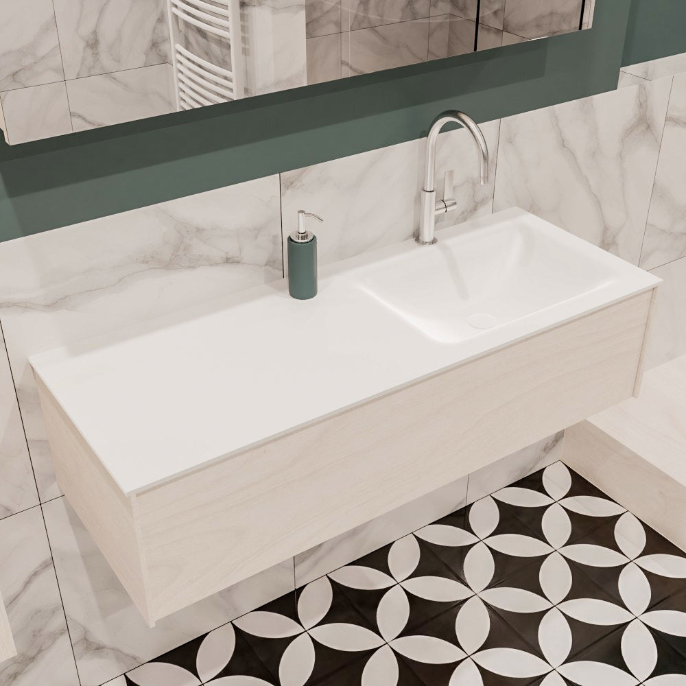 MONDIAZ LUSH 120 badmeubel underlayment 1 lade wastafel rechts 1 kraangat