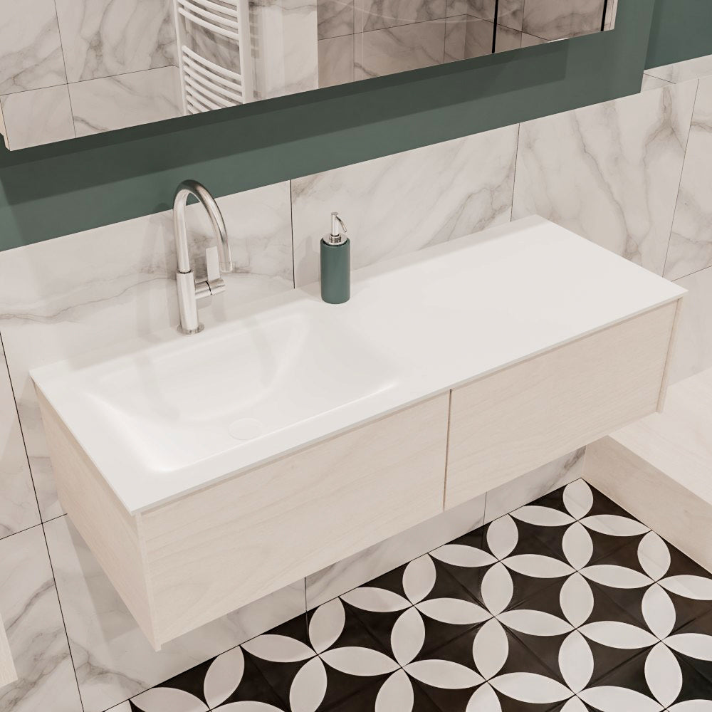 MONDIAZ LUSH 120 badmeubel underlayment 2 lades wastafel links 1 kraangat