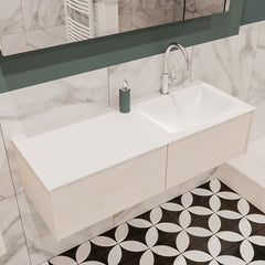 MONDIAZ LUSH 120 badmeubel underlayment 2 lades wastafel rechts 1 kraangat