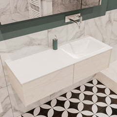 MONDIAZ LUSH 120 badmeubel underlayment 2 lades wastafel rechts geen kraangat