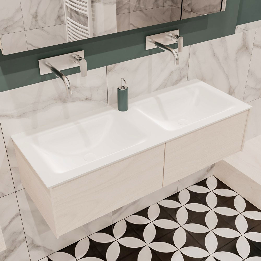 MONDIAZ LUSH 120 badmeubel underlayment 2 lades wastafel dubbel geen kraangat