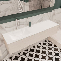 MONDIAZ LUSH 150 badmeubel underlayment 1 lade wastafel CLOUD links 1 kraangat