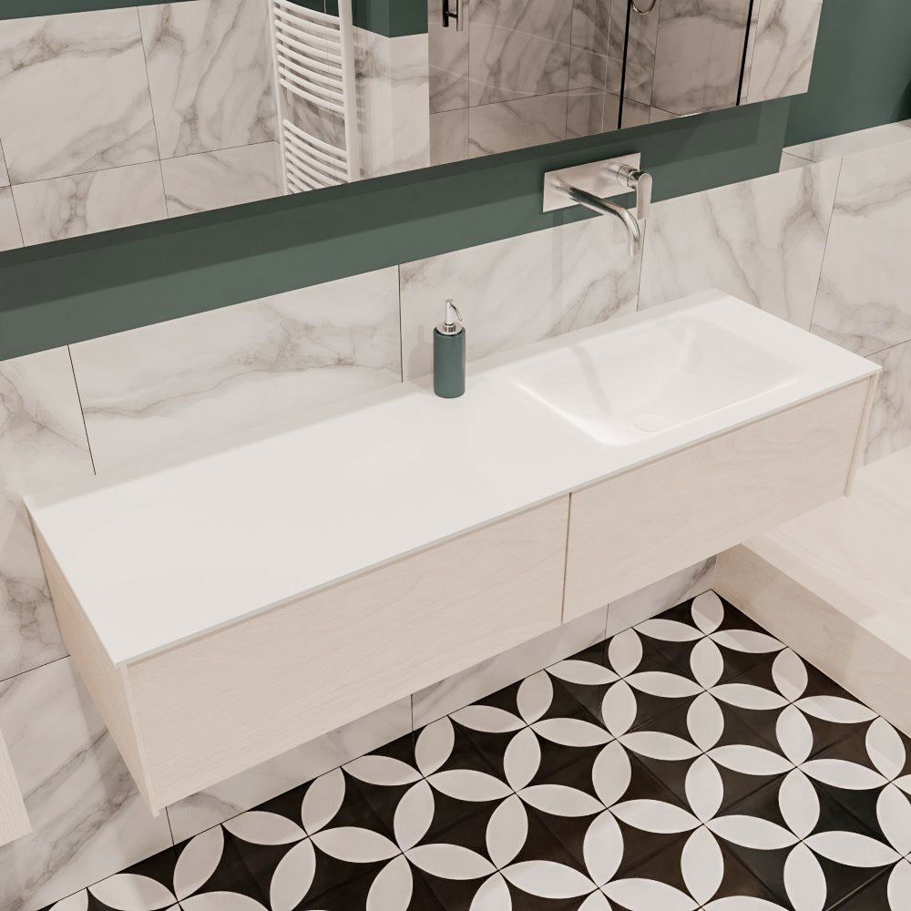 MONDIAZ LUSH 150 badmeubel underlayment 2 lades wastafel rechts geen kraangat