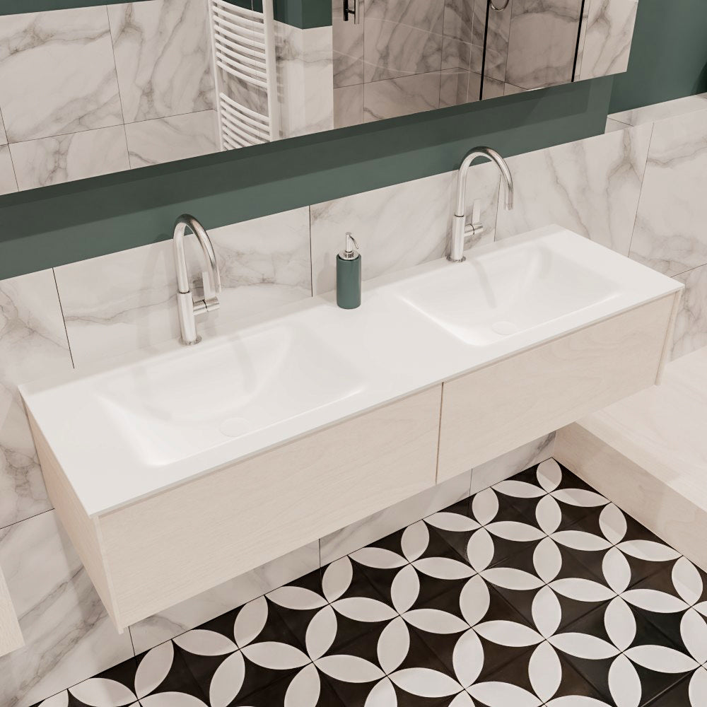 MONDIAZ LUSH 150 badmeubel underlayment 2 lades wastafel dubbel 2 kraangaten