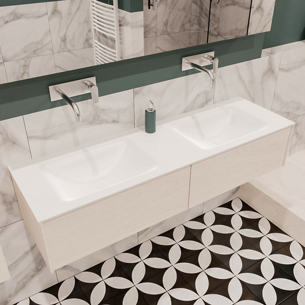 MONDIAZ LUSH 150 badmeubel underlayment 2 lades wastafel dubbel geen kraangat