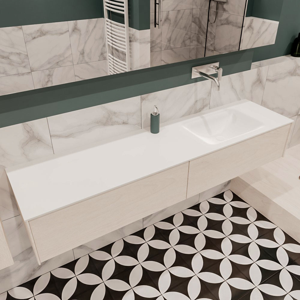 MONDIAZ LUSH 180 badmeubel underlayment 2 lades wastafel rechts geen kraangat