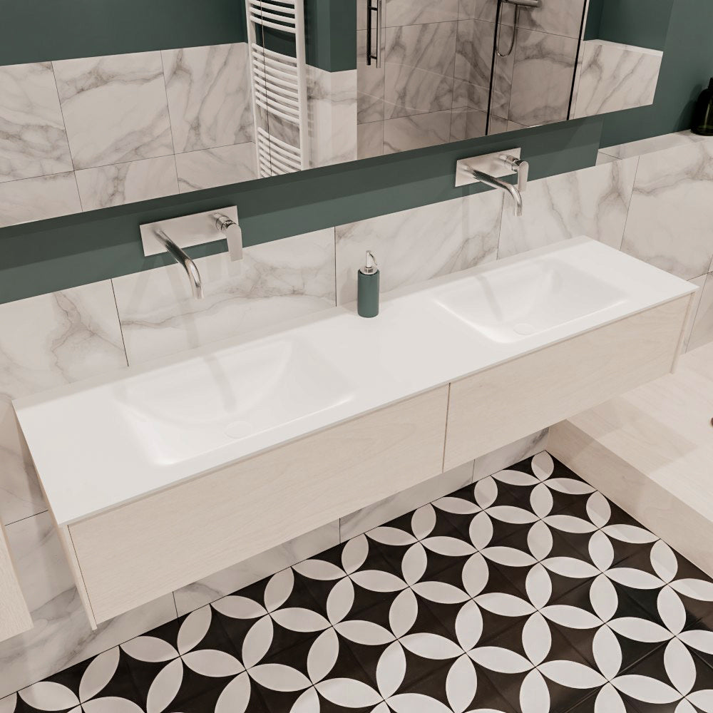 MONDIAZ LUSH 180 badmeubel underlayment 2 lades wastafel dubbel geen kraangat