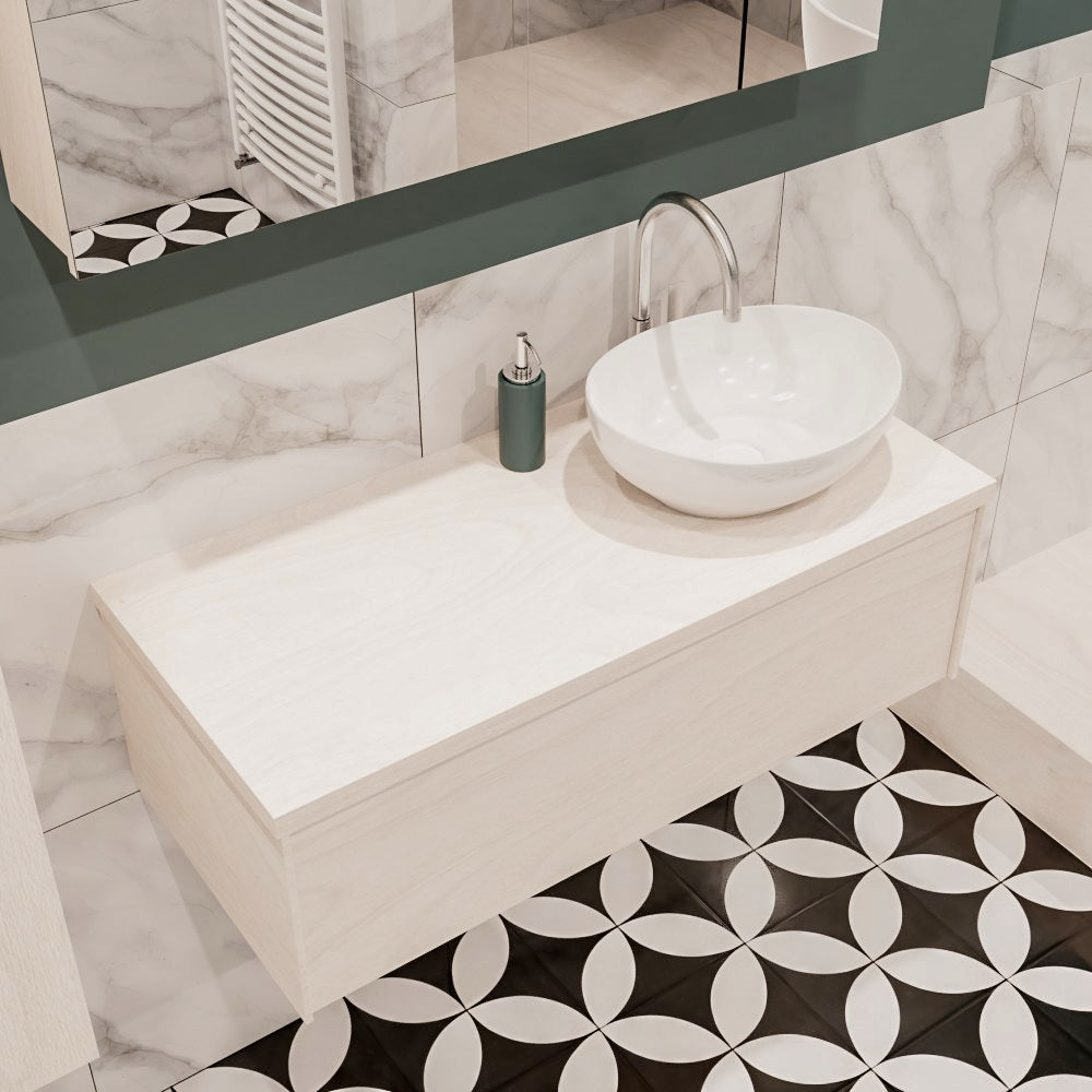 MONDIAZ LUSH 100 badmeubel underlayment 1 lades BARCO rechts 1 kraangat