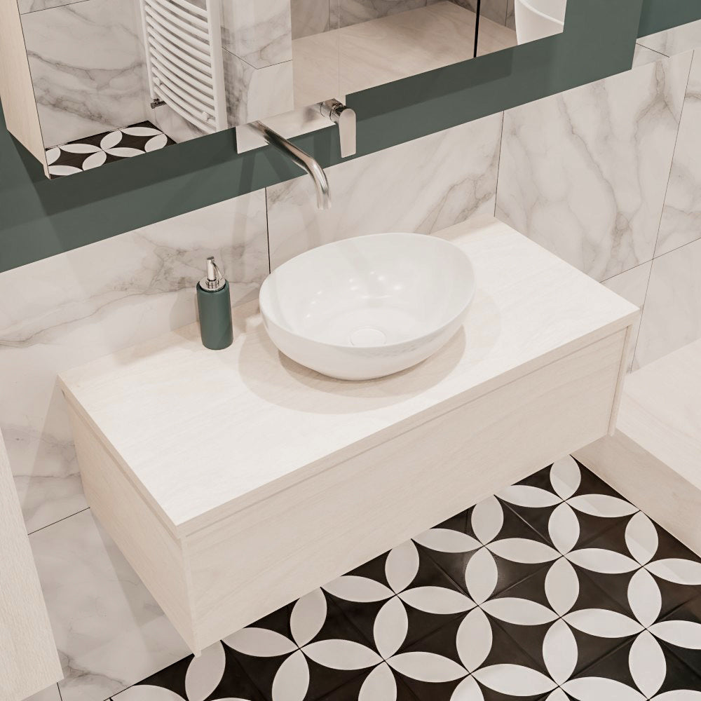 MONDIAZ LUSH 100 badmeubel underlayment 1 lades BARCO midden geen kraangat