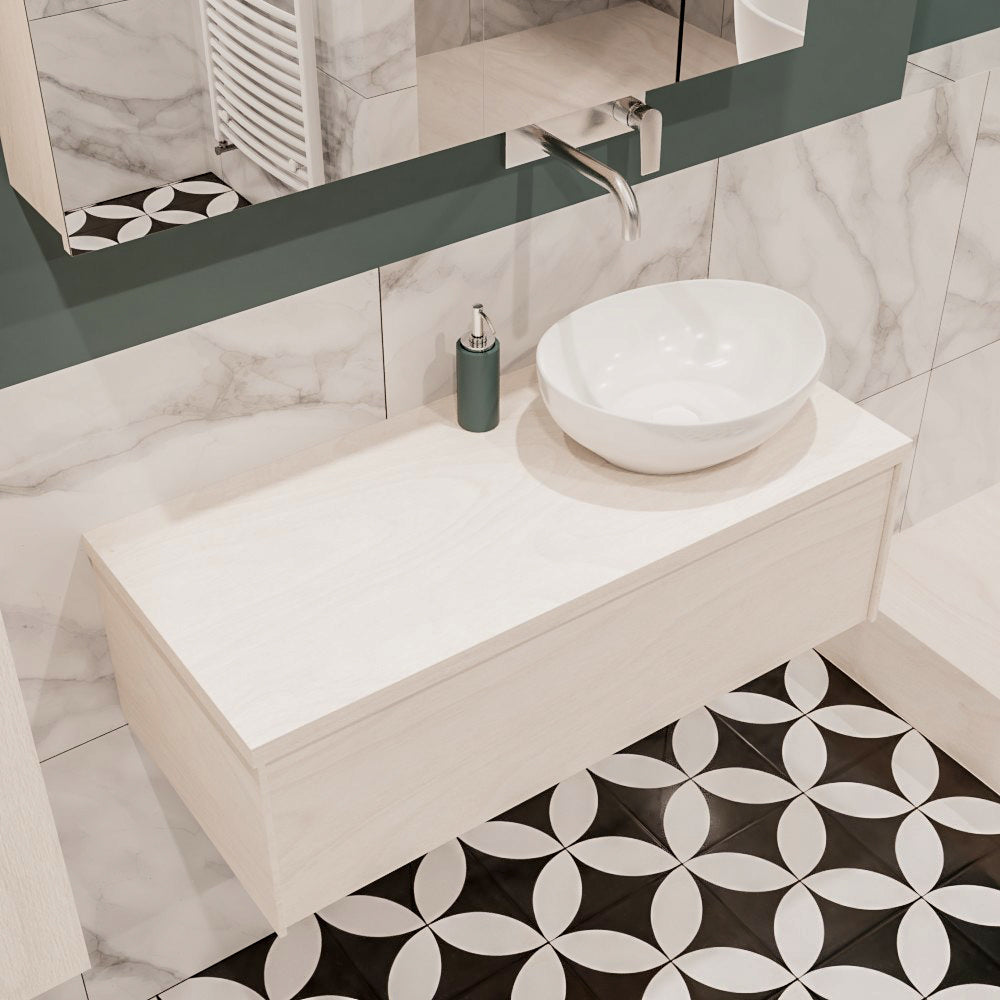 MONDIAZ LUSH 100 badmeubel underlayment 1 lades BARCO rechts geen kraangat