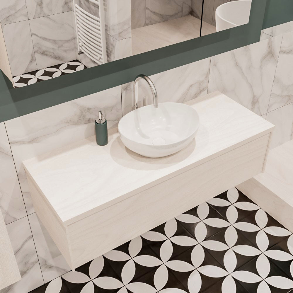 MONDIAZ LUSH 120 badmeubel underlayment 1 lades BARCO midden 1 kraangat