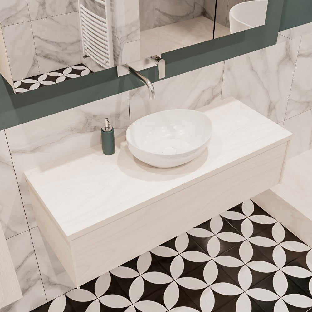 MONDIAZ LUSH 120 badmeubel underlayment 1 lades BARCO midden geen kraangat