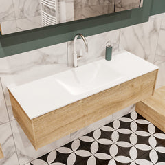 MONDIAZ LUSH 120 badmeubel washed oak 1 lade wastafel CLOUD midden 1 kraangat