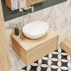 MONDIAZ LUSH 60 badmeubel washed oak 1 lades BARCO midden geen kraangat