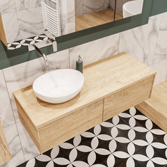 MONDIAZ LUSH 120 badmeubel washed oak 2 lades BARCO links geen kraangat