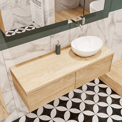 MONDIAZ LUSH 120 badmeubel washed oak 2 lades BARCO rechts geen kraangat