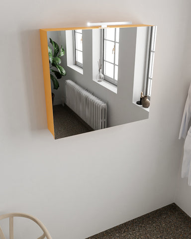 MONDIAZ CUBB spiegelkast 80x70x16cm kleur ocher met 2 deuren