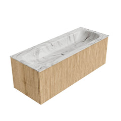 MONDIAZ KURVE-DLUX 120cm badmeubel kleur Oak met 1 lade en 0 deuren. Wastafel BIG LARGE Midden 1 kraangat Glace.