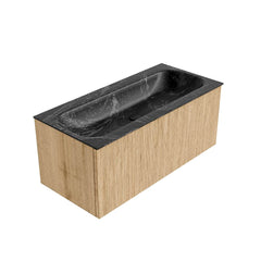 MONDIAZ KURVE-DLUX 100cm badmeubel kleur Oak met 1 lade en 0 deuren. Wastafel BIG MEDIUM Midden 1 kraangat Lava.